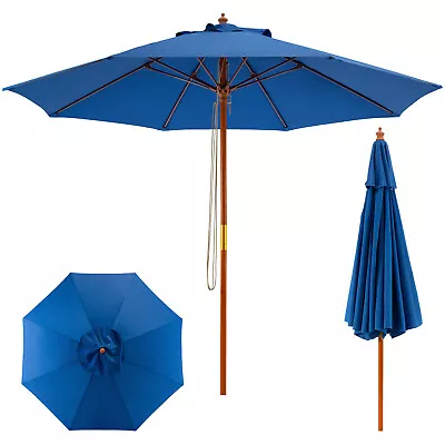 283CM Portable Table Parasol Pulley Lift Round Patio Umbrella Market Umbrella • £57.95