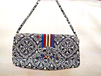 Vera Bradley Barcelona Pattern Shoulder Bag Black White Floral Rectangle Pockets • $19.55
