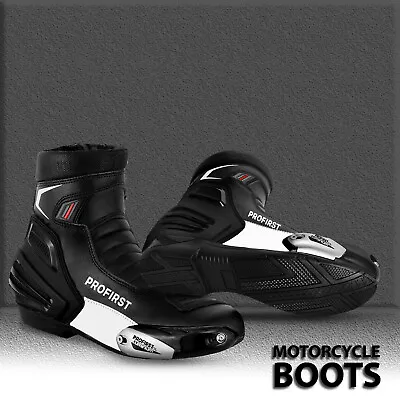 Motorcycle Racing Leather Boots Motorbike Sports Waterproof Shoes Size Armoured • £56.97