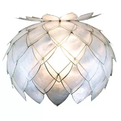Silver & White Capiz Shell Vintage Easy Fit Artichoke Pendant Shade 25cm • £41.99