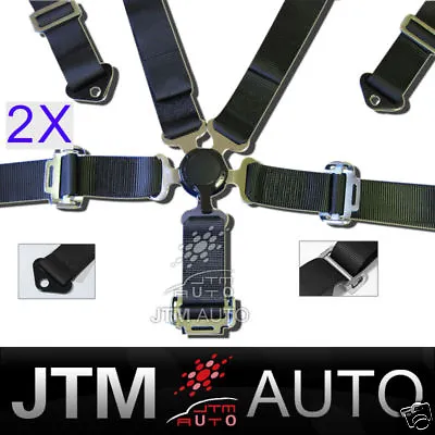 2x 5 Point Camlock Racing Seat Belt Harness Belts Black • $143.10