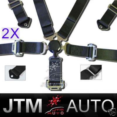 $137.08 • Buy Bn 2 X 5 Point Camlock Racing Belt Harness Belts Black