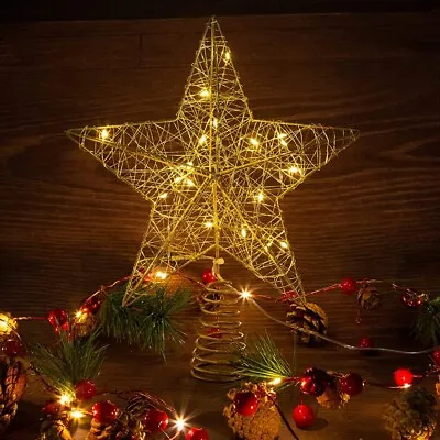 Glitter Star Light LED Tree Topper Star Christmas Decorations Top Xmas Star Gift • $13.99