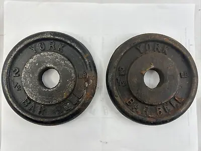 Lot 2 Vintage YORK BARBELL 2.5 Pound Weight Plates Standard 1” Hole 2 1/2 Lbs • $15.99