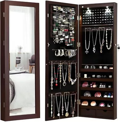 Giantex Jewelry Armoire Wall Door Mounted Lockable Jewelry Cabinet With 42.5''  • $219.99