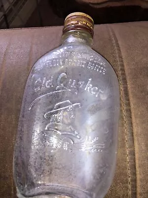  Old Quaker  Vintage 6.25  Tall Whiskey Bottle Clear Embossed • $2