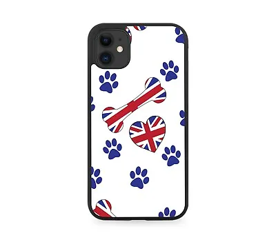 UK Flag Rubber Phone Case Cover Dog Paw Prints Print Paws Union Jack Pet E901 • £15.90