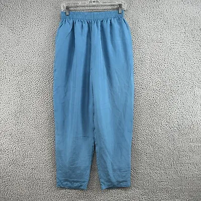 Vintage Silk Track Pants Mens Small Fit 30x30 Blue Baggy Parachute Y2K 90s Wide • $19.99