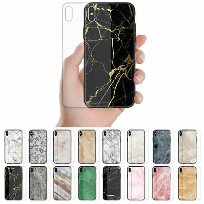 For OPPO Series - Marble Pattern Tempered Glass Back Case Mobile Phone Cover #1 • $14.98