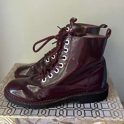 Zara Kids Pink Panther Burgundy Lace Up Combat Boots Kids Size 5/37 • $24