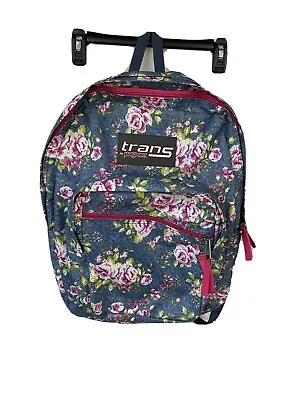 Trans By Jansport Blue SuperBreak BookBag Backpack Floral Blue Pink 16x13x8 D4 • £20.04