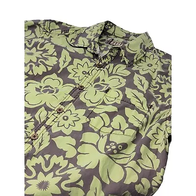 Kahala Button Up Hawiian Shirt Green Brown Floral Size Large Men's • $18.99