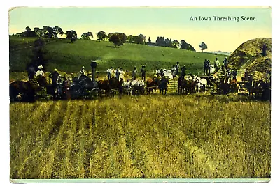 Iowa Threshing Scene Steam Tractor Horses Postcard Unposted M-62 • $4.99