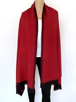 $135 • Buy NWT! NEW BAJRA Red Black 27  X 77  Cashmere Silk Handmade Shawl Wrap Scarf
