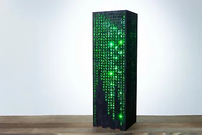 Green Code Lamp | Green Hieroglyphs Numbers Vertical Lines | Cyberpunk Lamp • $43.80