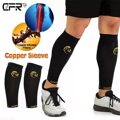 Compression Calf Brace Shin Splint Copper Sleeve Support Leg Muscle Pain Relief • $16.99