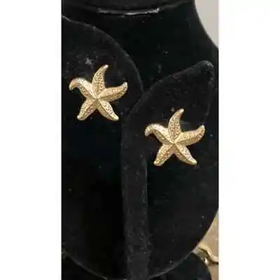 Vintage Gold Tone Starfish Clip On Earrings • $9