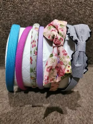 Bundle Of Girls Fabric Coated Headbands/Alice Bands X 6 Various Colours - NEW  • £0.99