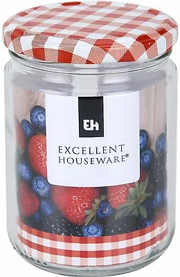 £13.99 • Buy Set Of 6 Glass Preserve Jar 900ml Preserve Jars With Red Tartan Lids