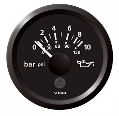 VDO Marine Viewline 150 PSI / 10 Bar Pressure Gauge 12/24 Volt Black • $59.99