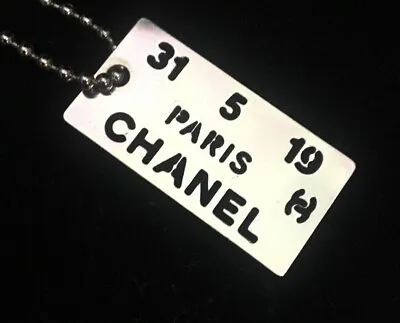 CHANEL 99A Cambon Line Plate Pendant Necklace Silver Color Auth Unisex Used • £296.46