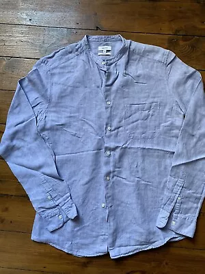 £0.99 • Buy Reiss Light Blue Grandad Collar Shirt Size M Slim Fit