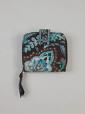 Vera Bradley Bifold Wallet Java Blue Pattern Zippered Coin Pouch Retired • $12.07