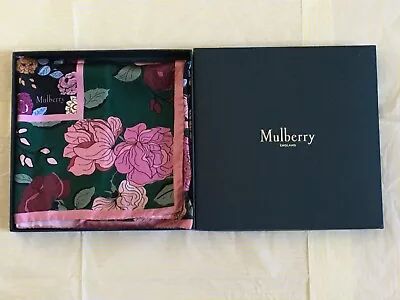 Mulberry Print Large 90 Cm Silk Twill Square Scarf - Authentic - New - Rrp £275 • £111.90