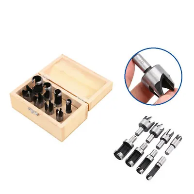 £6.98 • Buy 8pc Wood Plug Hole Cutter Kit Dowel Maker Cutting Tools 3/8  Shank Bit & Case