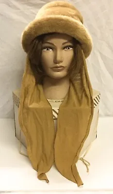 Vintage Womans Gold Faux Hat By United Hatters  Made In USA & A Marche Hat Box • $65