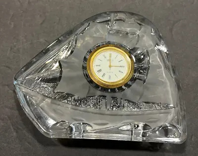 Vintage Mikasa Quartz Crystal Voyager Desk Clock Etched Ship Design 4 X 5  • $19.99