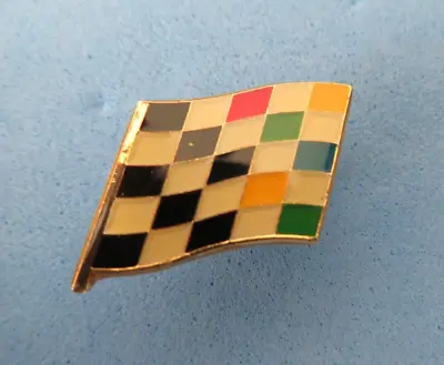 Enamel Pin Badge -  CHEQUERED FLAG - Unusual Multi-coloured • £4.99