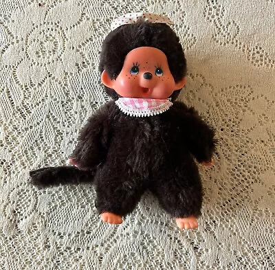 Monchhichi Monkey Thumb Sucker Small 8” Pink Bibb Doll Toy • $19.99