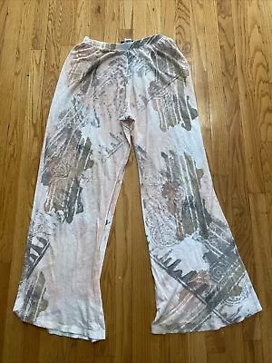 New T-PARTY Peach Beige Abstract YOGA Palazzo PJ Pants S NWOT • $24.50