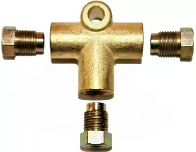 £6.40 • Buy 3 Way Brake T Piece Tee With 3 Male Nuts Short Union Metric M10 3 / 16 Pipe 10mm