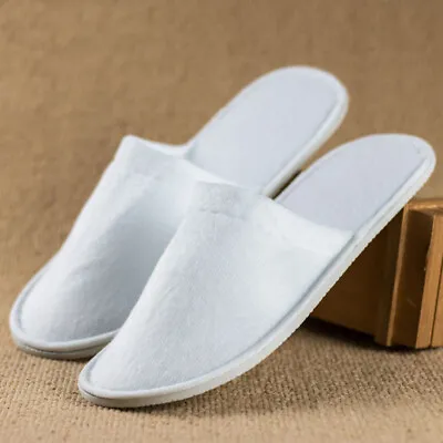 10/20/50 Pairs White Spa Slippers Closed Toe Hotel Wedding Dance Guest Party • £5.99