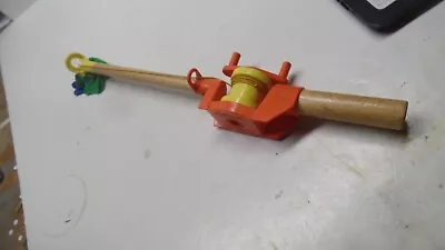 Vintage  Playskool Little Fisherman Kids Fishing Pole Toy W/Wooden Rod • $9.99