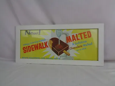 Vintage Reproduction 1959 Sidewalk Malted Ice Crean Bar - Framed 22  X 10  X .75 • $29.99