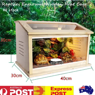 Wooden Reptiles Enclosure E27 Screw Heating Cage Lizard Frog Snake Turtle Tank • $100.99