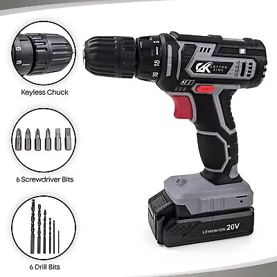 Cordless Drill Driver Kit 20V MAX ELECTRIC SCREWDRIVER Compact Drill 13pcs Set • $31.87