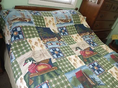 Vintage Lodge Comforter Full Bed Cabin Woods Hunting Ducks Rustic Pottery Barn • $28.95