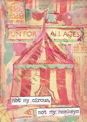 ACEO ATC Print Mixed Media Collage VTG Circus Big Tent Red Blue Not My Circus • $6.49