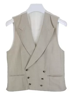 SUITSUPPLY Pierre 2.0 Waistcoat Men's UK 38 Wool Silk Linen Double Breasted • £83.99