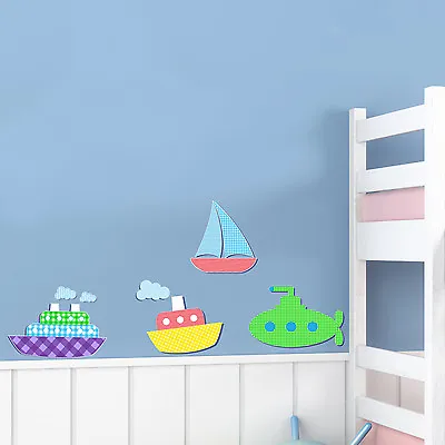 Childrens / Kids Bedroom Nautical Boats Wall Art Stickers (Boys Decal Baby)   • £5.99