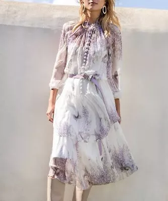 Zimmermann Luminous Butterfly Silk Midi Dress Floral Size 2 • $353.87