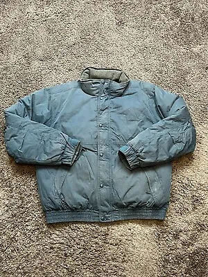 L.L. Bean Jacket Mens Large Blue Puffer Goose Down Fleece Lined Outdoor • $34.95