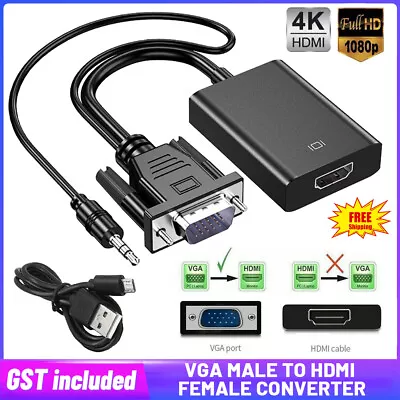 VGA Male To HDMI Female Converter Adapter 1080P Stereo Audio Output New • $9.14