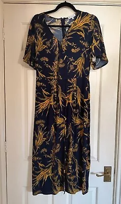 Warehouse Navy Patterned Dress Size 14 • £1.99