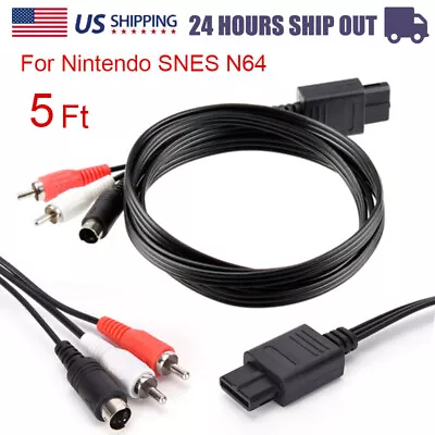 NEW 5FT S Video SVHS Cable Cord For Nintendo N64 SNES Gamecube Red White USA • $7.59