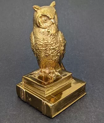 Single Vintage Metal Owl Bird History Book Figure Bookend Brass Tone • $19.99